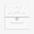 A Littles & Co. A Little Best News Ever bracelet on sentiment card with silver beaded bracelet and heart charm with gold star