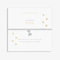 A Littles & Co. A Little Dog bracelet on sentiment card with silver beaded stretch design and dog charm
