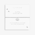 Silver bracelet with lotus design on a white card with 'A Littles & Co.' branding.