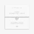 A Littles & Co. A Little Sending Love bracelet on sentiment card with silver heart envelope charm