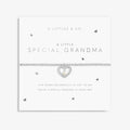 A Littles & Co A Little Special Grandma bracelet on keepsake card, silver beaded bracelet with heart charm and sentimental message