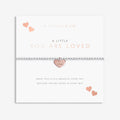 Bracelet set with heart charm on a white card with text, featuring 'A Littles & Co' branding.