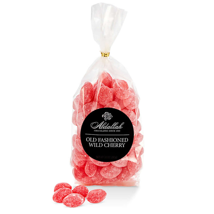 Abdallah Candies Sanded Wild Cherry Drops hard candy with a sweet sugar coating and bold fruity cherry flavor.