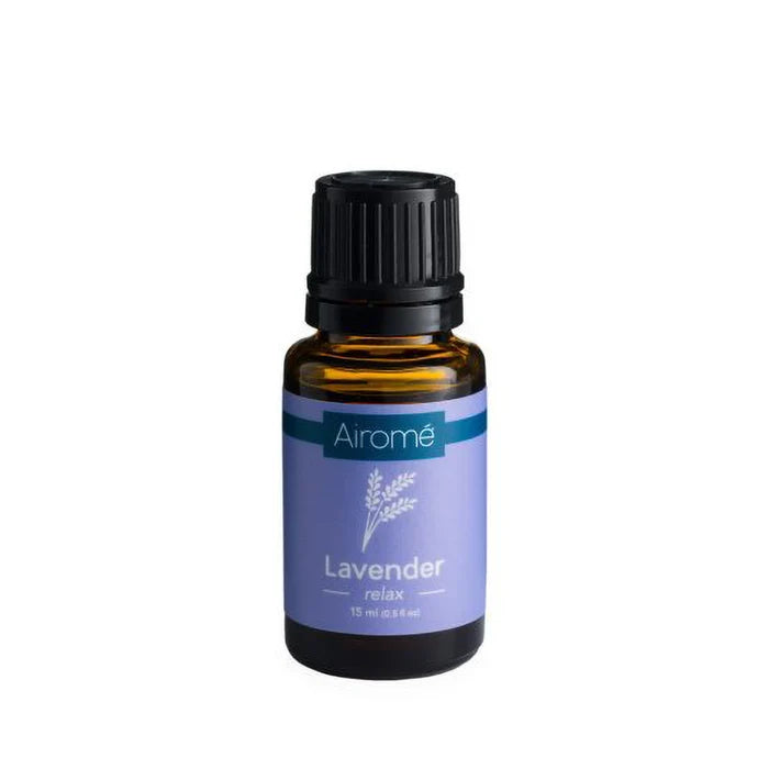 Airome lavender essential oil bottle on a white background