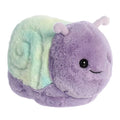 Side view of Emily Snail Spudster plush by Aurora World with pastel shell and rounded body