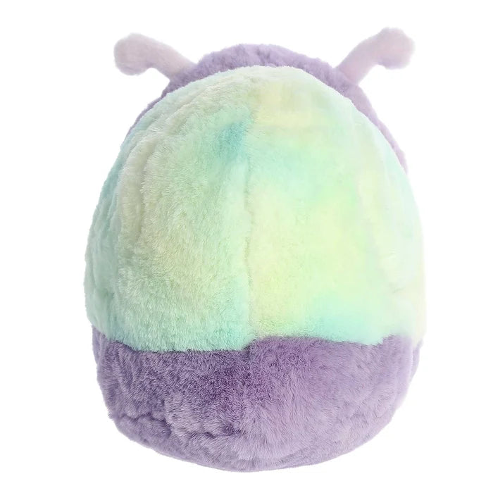 Back view of Aurora World Emily Snail Spudster plush showing mint green shell and soft texture