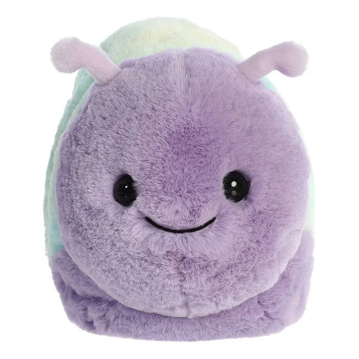 Aurora World Emily Snail Spudster plush front angle with smiling face and plush antennae