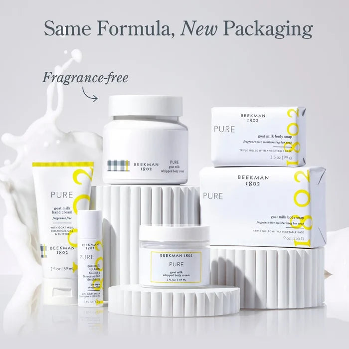 Fragrance-free pure goat milk, perfect for individuals with sensitive skin.