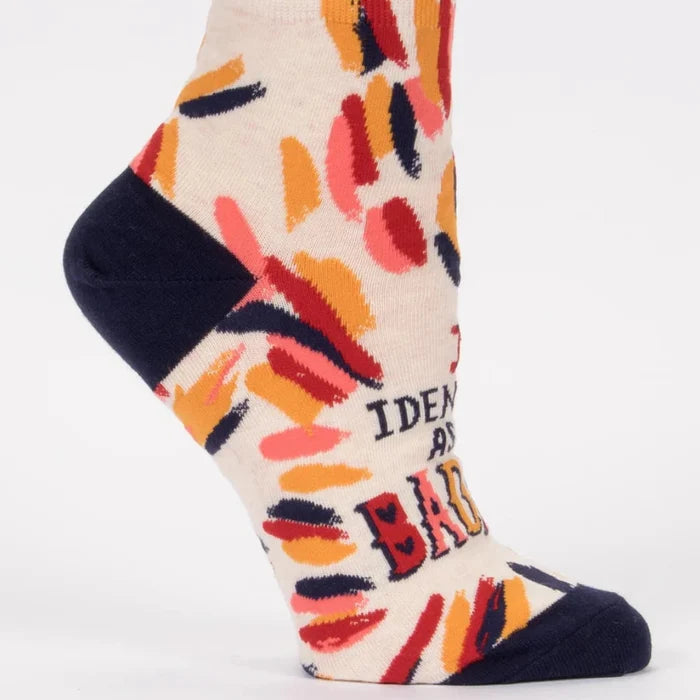 Colorful sock with abstract patterns on a white background