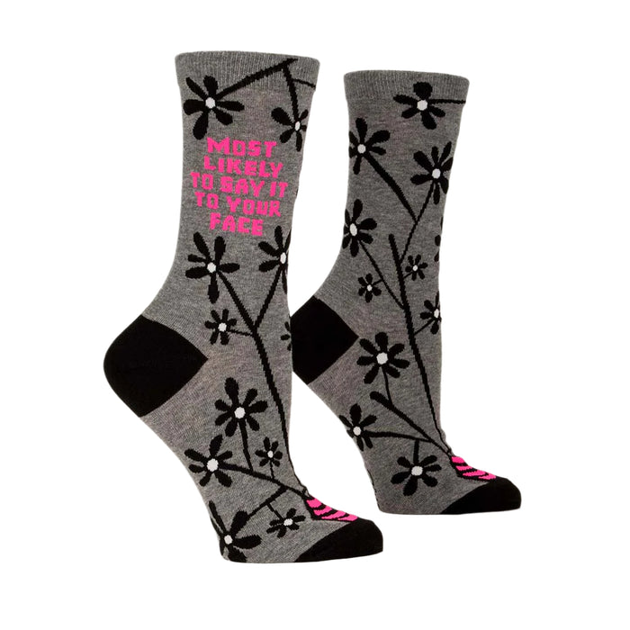 Blue Q : Women's Crew Socks - Most Likely To Say It To Your Face at Annie's Hallmark