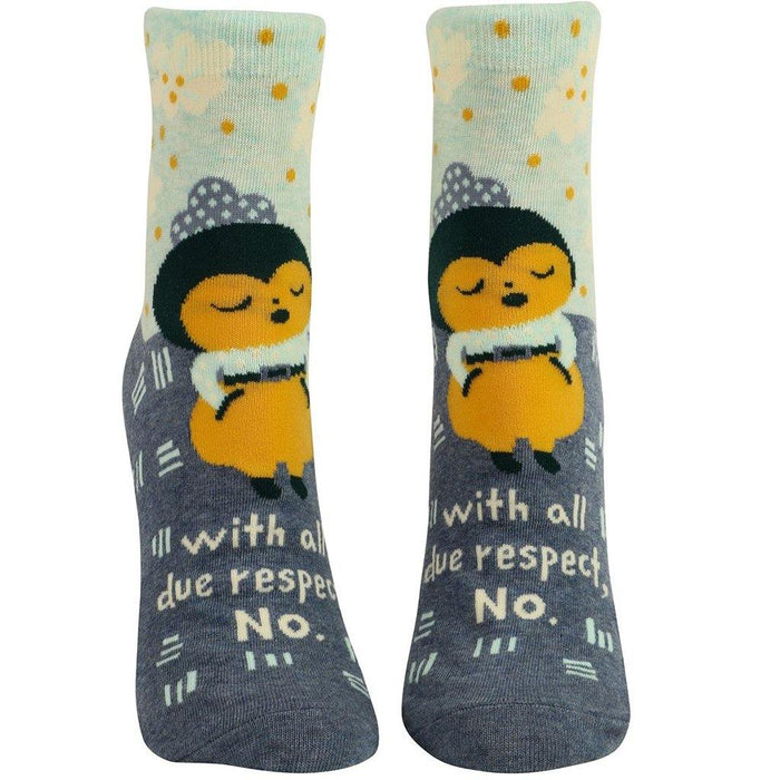 "Blue Q : Women's Ankle Socks - \"With All Do Respect, No.\" -"