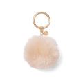 Bogg’d & Charmed Freshly Pressed Linen pouf keychain with soft faux fur and gold-tone key ring on white background