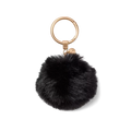 Bogg’d & Charmed L.B.D. Black pouf keychain with soft faux fur and gold-tone key ring on white background