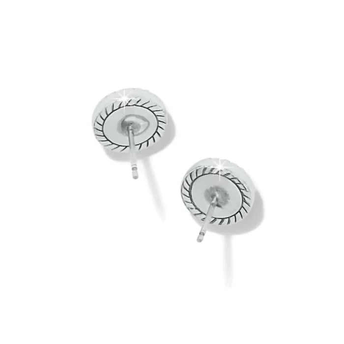 Back view of Brighton Illumina Celeste Dome Post Earrings showing silver post backs and engraved detailing