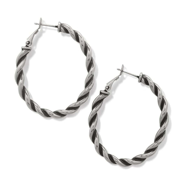 Brighton : Interlok Twist Oval Leverback Hoop Earrings in Silver - Brighton : Interlok Twist Oval Leverback Hoop Earrings in Silver