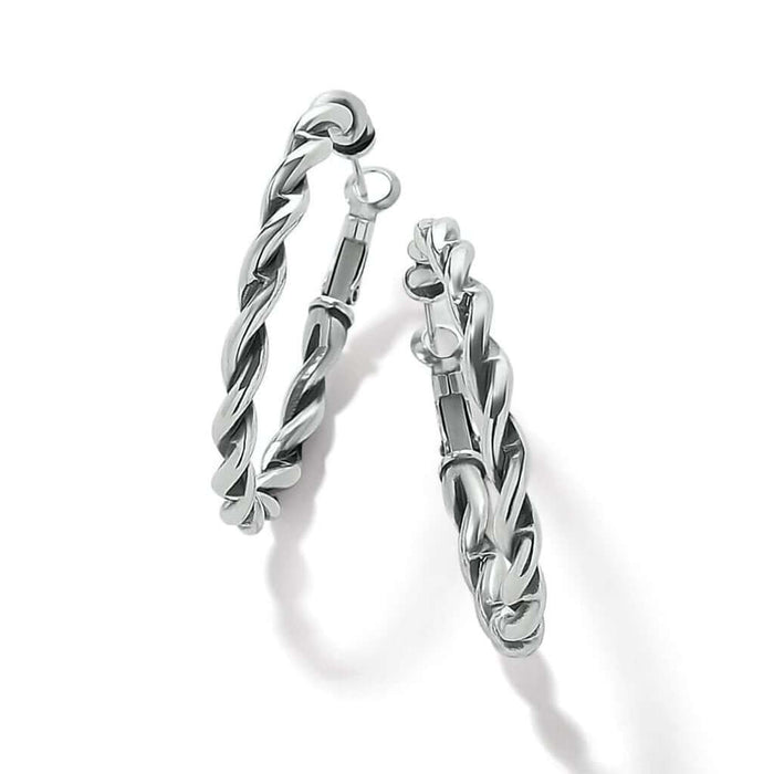 Brighton : Interlok Twist Oval Leverback Hoop Earrings in Silver - Brighton : Interlok Twist Oval Leverback Hoop Earrings in Silver