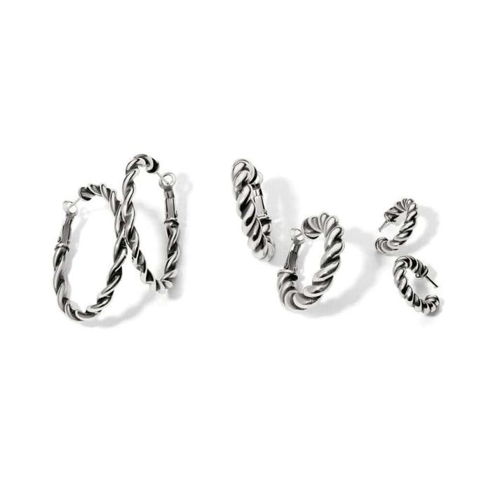 Brighton : Interlok Twist Oval Leverback Hoop Earrings in Silver - Brighton : Interlok Twist Oval Leverback Hoop Earrings in Silver