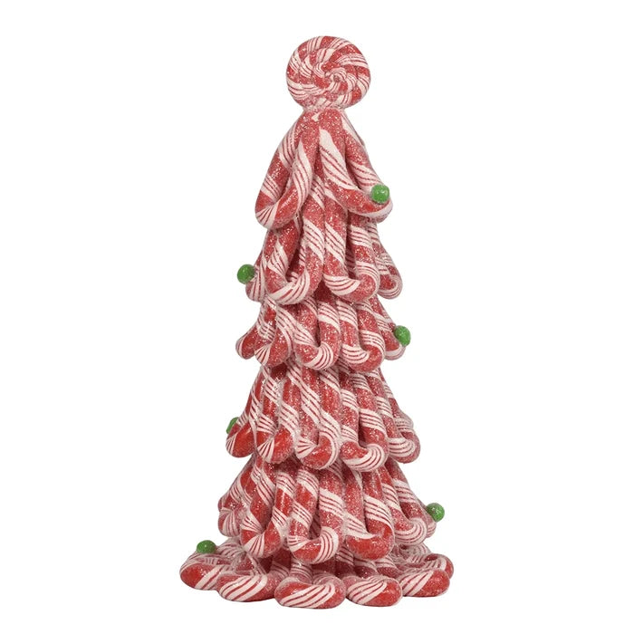 12 Inch Decorative candy cane Christmas tree  Byers' figurine on a white background