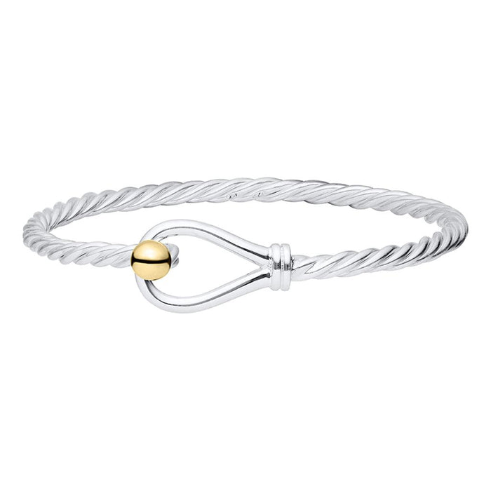 "Cape Cod : Evening Tide - Loop and Twist Bracelet in Sterling Silver and 14K Gold -"
