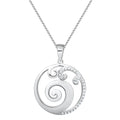 Silver spiral pendant necklace on a white background