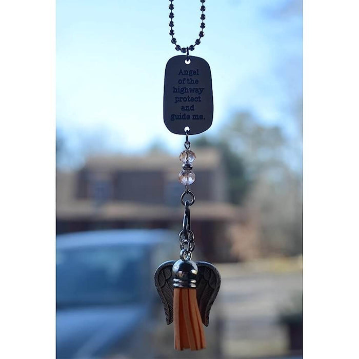 "Cathedral Art : Angel of The Highway Orange Tassel Angel Car Charm With Beads - Cathedral Art : Angel of The Highway Orange Tassel Angel Car Charm With Beads"