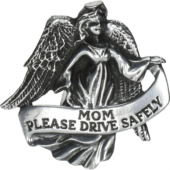 Mom Please Drive Safely Visor Pin Front