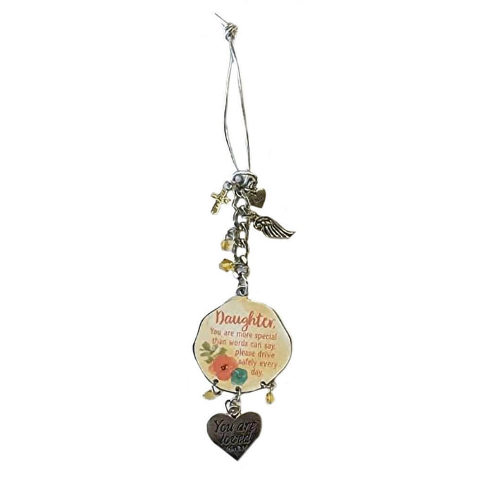 This Cathedral Art Special Daughter Car Charm celebrates the special bond between a parent and daughter.