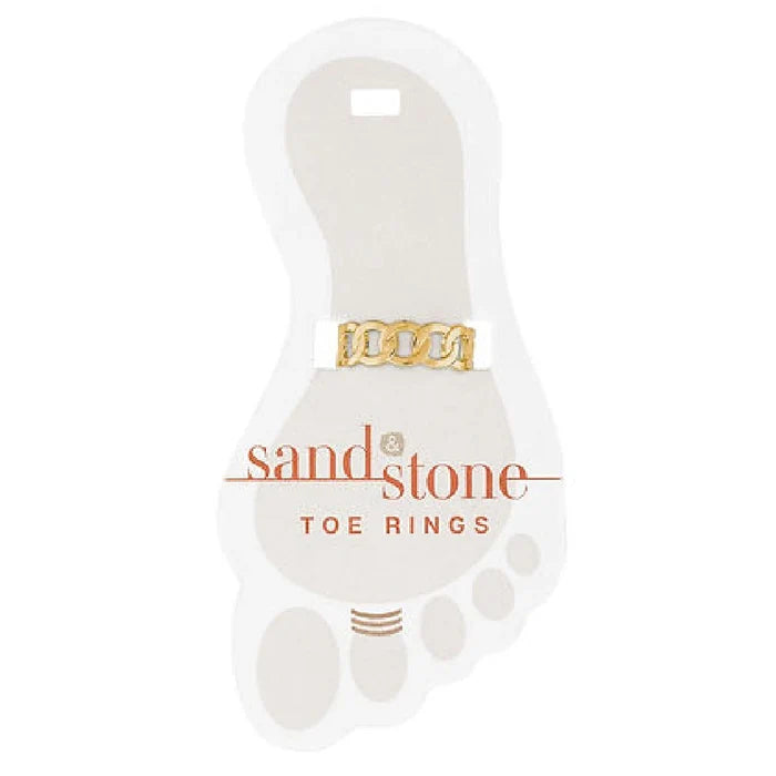 Beautifully crafted gold toe rings adorned with unique sandstone patterns, ideal for a chic summer look.