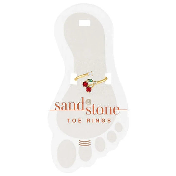 Rose gold sandstone toe rings with intricate designs, showcasing a blend of elegance and natural texture.