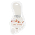 A pair of sandstone toe rings displayed in elegant packaging, showcasing their natural texture and color.