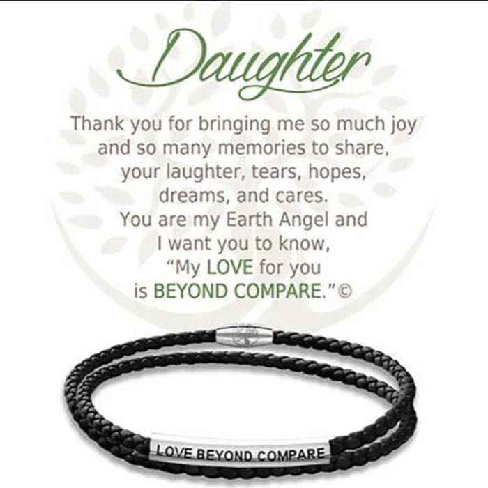 Shop the Clock it to Ya Daughter Black Leather Bracelet at Annies Hallmark.