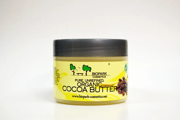 Jar of Biopark Cosmetics Organic Cocoa Butter on a white background