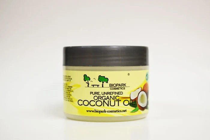 Jar of Biopark Cosmetics Organic Coconut Oil on a white background