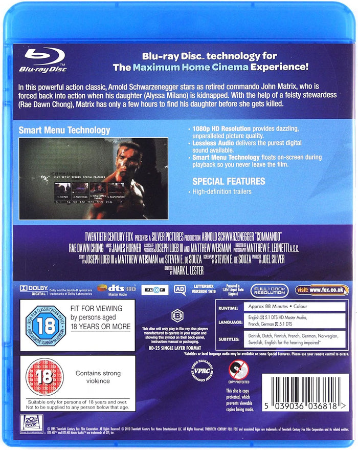 Commando – Blu-ray Action Arnold Schwarzenegger Mark L Lester 20th Century Fox