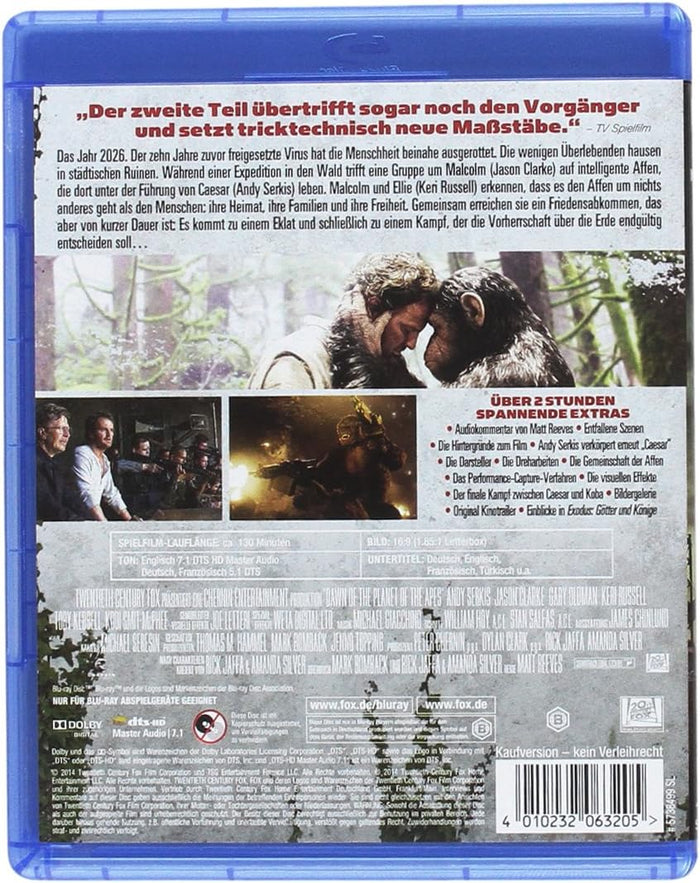 Dawn of the Planet of the Apes – Blu-ray Sci-Fi Action Film Andy Serkis