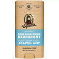 Dr. Squatch deodorant stick with coastal mist scent on a beige background