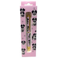 Pink Black and White Shih Tzu-themed gift boxed ballpoint pen with gold accents and dog illustrations.