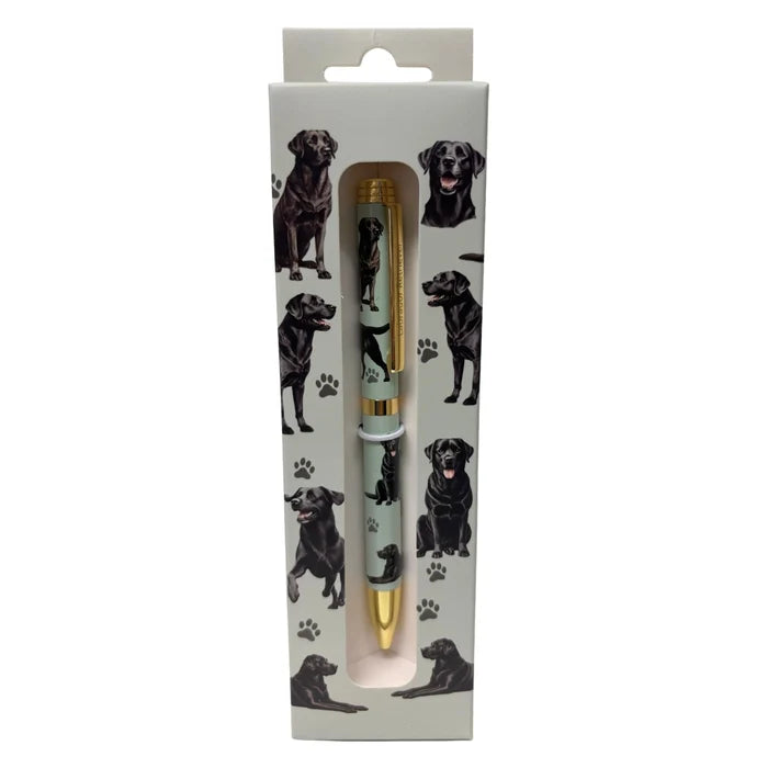 This E & S Black Labrador Ball Point Pen features an adorable Black Labrador design with elegant gold-tone accents.