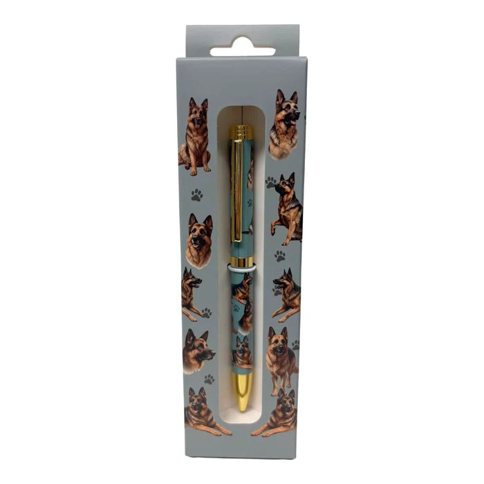 This E & S Pets German Shepherd Light Blue Ball Point Pen combines everyday writing with a charming dog-inspired design.