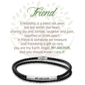 "Earth Angel : Friend Black Leather Bracelet -"
