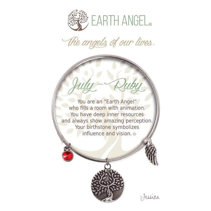"Earth Angel : July - Ruby Bracelet in Silver -"