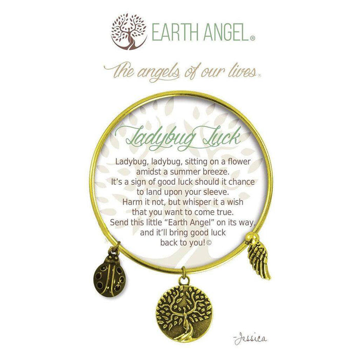 "Earth Angel : Ladybug Luck Bracelet in Brass -"