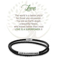 "Earth Angel : Love Black Leather Bracelet -"