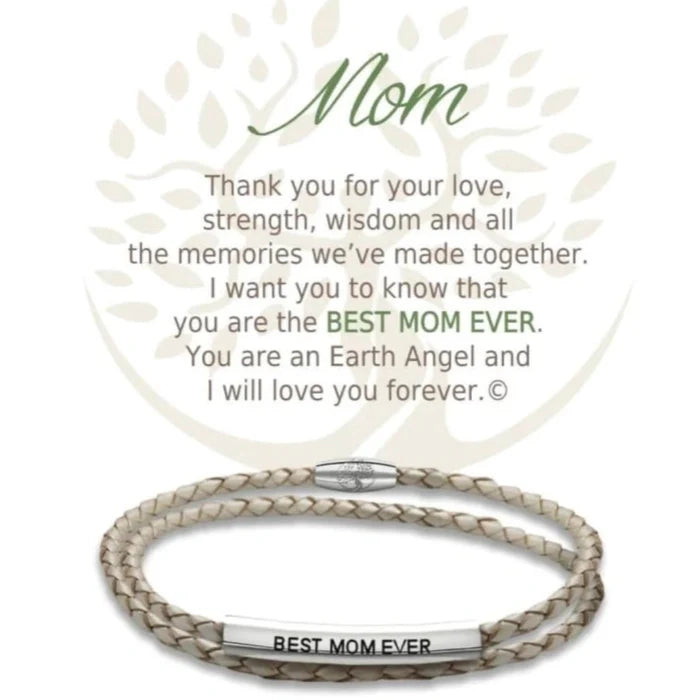 Shop the Earth Angel Mom Champagne Leather Bracelet at Annies Hallmark.