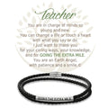 Celebrate an inspiring educator with the Earth Angel Teacher in Black Leather Bracelet.