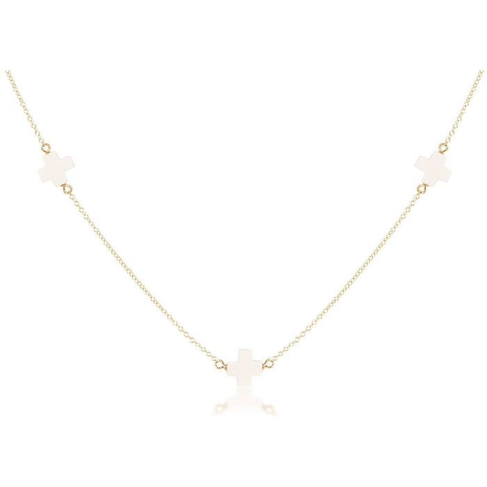 enewton design : 15" Choker Simplicity Chain Gold - White Cross - enewton design : 15" Choker Simplicity Chain Gold - White Cross