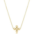 enewton design classic beaded signature cross necklace with 3mm gold beads on white background