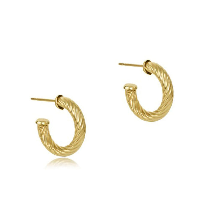 enewton design : Round Gold 0.5" Post Hoop 4mm Textured Twist Earing - enewton design : Round Gold 0.5" Post Hoop 4mm Textured Twist Earing
