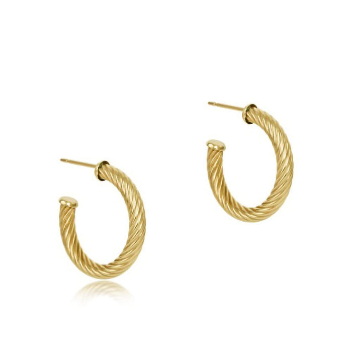 enewton design : Round Gold 1.25" Post Hoop 4mm Textured Twist Earing - enewton design : Round Gold 1.25" Post Hoop 4mm Textured Twist Earing