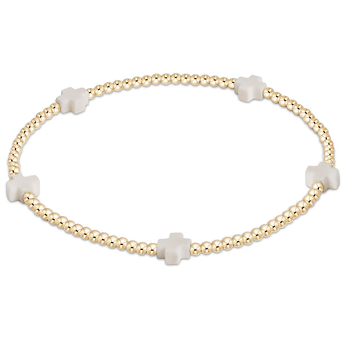 enewton design : Signature Cross Small Gold Pattern 2mm Bead Bracelet 6.25"